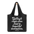 Load image into Gallery viewer, Quotable - Fold Up Nylon Bags - Difficult Roads Lead (Melchor Lim) - Gypsy's Graveyard, LLC