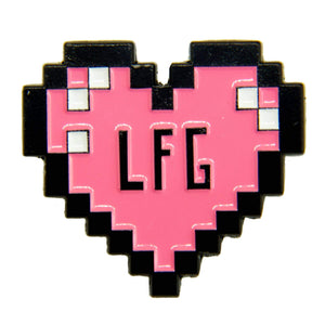 Ectogasm - LFG Pink Pixel Heart Gamer Girl Enamel Pin - Gypsy's Graveyard, LLC