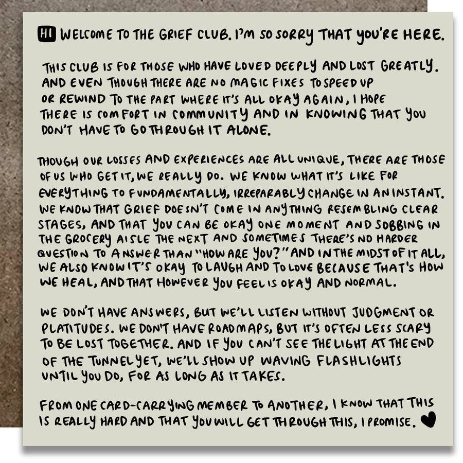 Kwohtations Cards - Welcome To Grief Club Card - Gypsy's Graveyard, LLC